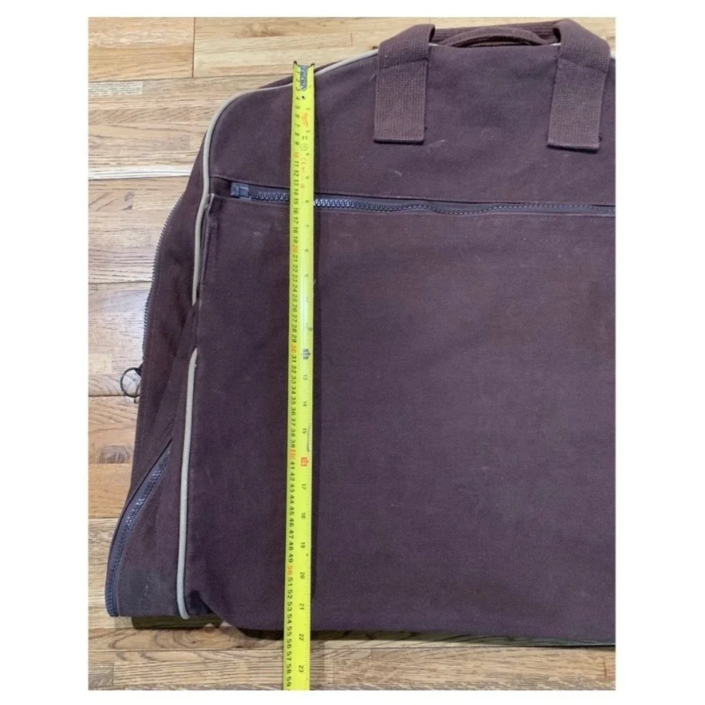 Lands End Square Rigger Garment Bag Brown Canvas Vintage Retro Travel Y2K 90s